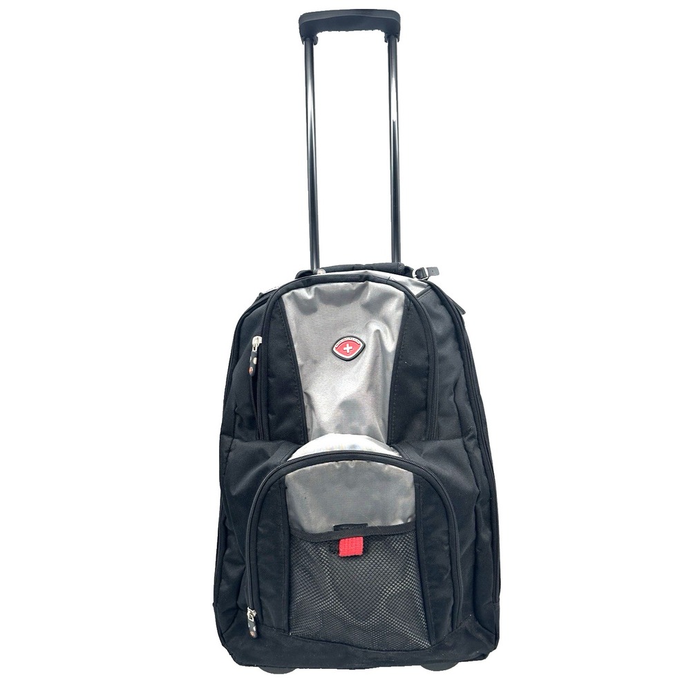 SwissTech InGear Rolling Carry On Bag Luggage Wheels Retractable Handle Black